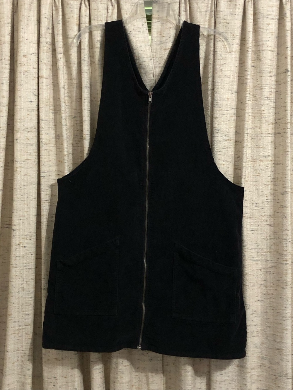 SO Black Corduroy Zip Front Jumper Dress